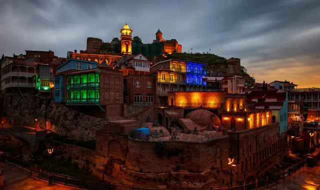 An evening view of Tbilisi